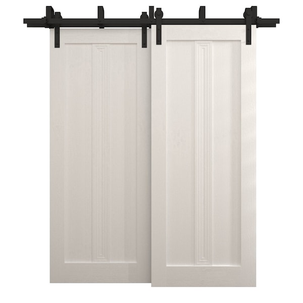 Sartodoors Sliding Closet Barn Bypass Doors 48 x 84 inches, Ego 5006 Painted White Oak, Modern 6.6ft Rails Ha EGO5006BBB-PWO-4884 - main