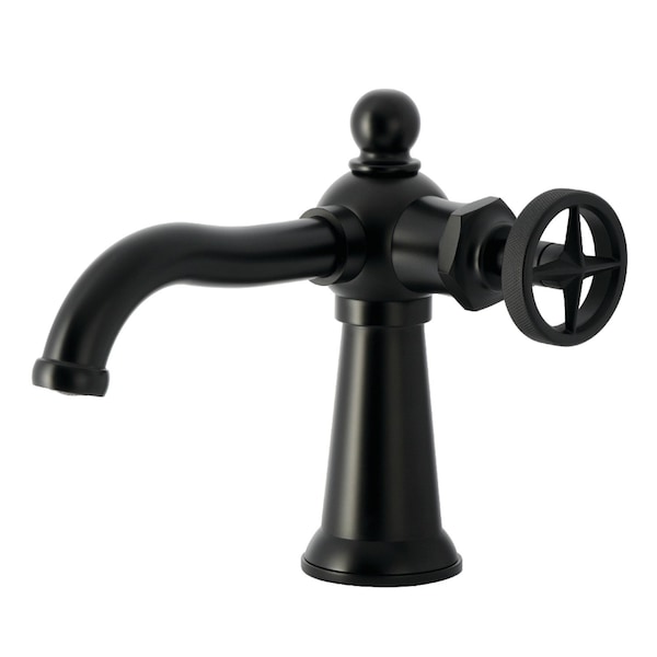 Kingston Brass One-Handle Single-Hole Bathroom Faucet with Push Pop-Up Drain, Matte Black KS3540RNX - main