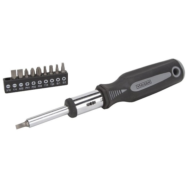 Vulcan Ratchet Screwdriver, 7-7/8 in OAL, PP & TPR Handle, Magnetic SDZ-0320 - main