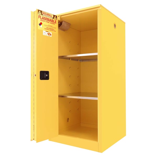 Securall Flammable Storage Cabinet, 60 Gallon, 2 Shelves, 34 in W x 65 in H x 34 in D, Yellow A260 - main