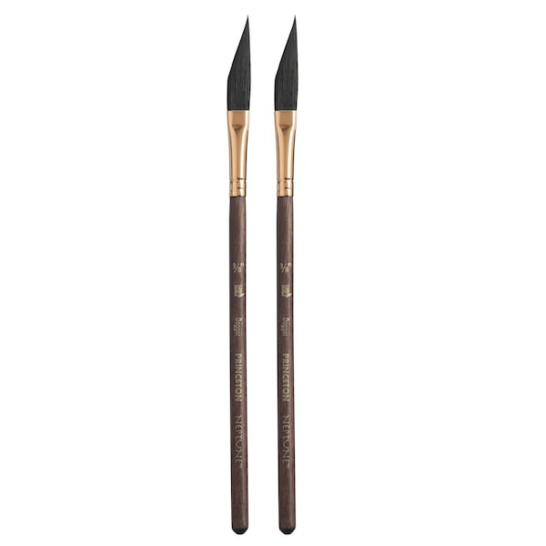 Princeton Neptune Dagger Brush, Synthetic Bristles, Short Handle Watercolor Paintbrush, Size 3/8 inch, 2PK P4750DG038 - main