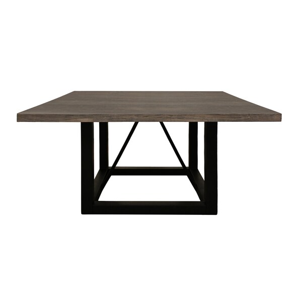 Homeroots 72" Dark Brown and Black Solid Wood And Iron Frame Base Square Dining Table 544741 - main