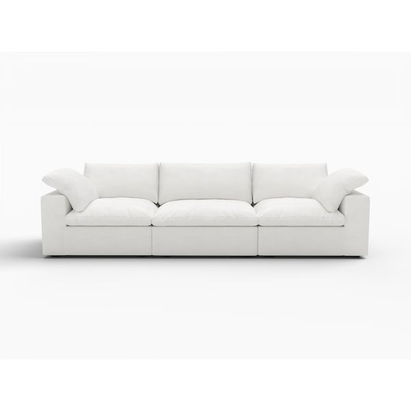 Homeroots 120" White Linen Blend Modular Sofa And Storage 714566 - main
