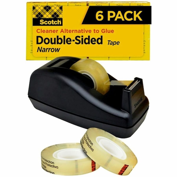 3M Scotch 665 Double-Sided Tape with C40 Dispenser, 1/2" x 900", 6/Pack 6656PKC40 - main