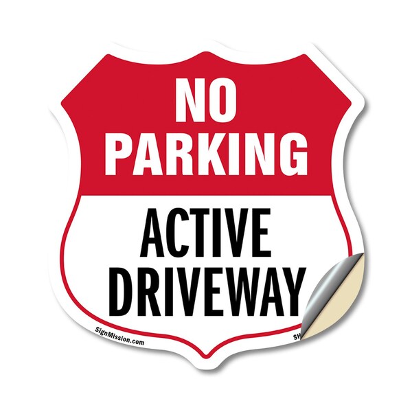 Signmission No Parking Shield Sign Active Driveway, 12 Inch X 12 Inch, Vinyl Decal SHI-D-12-397 - main