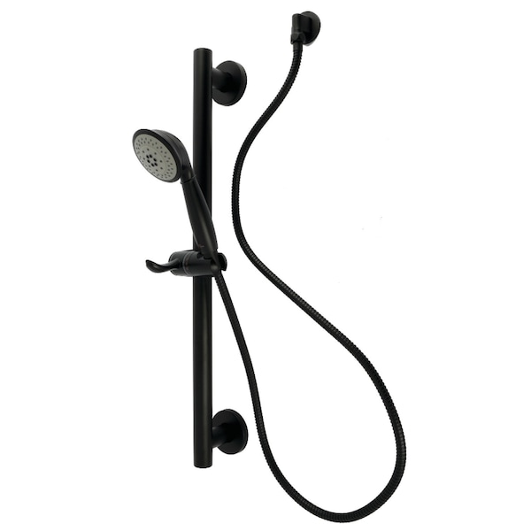 Kingston Brass Shower System with Slide/Grab Bar and Hand Shower, Matte Black KAK2520E - main