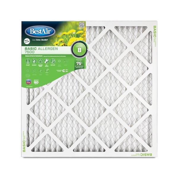 Bestair 20 in. W X 20 in. H X 1 in. D 8 MERV Pleated Air Filter 1 pk B1-2020-8-12 - main