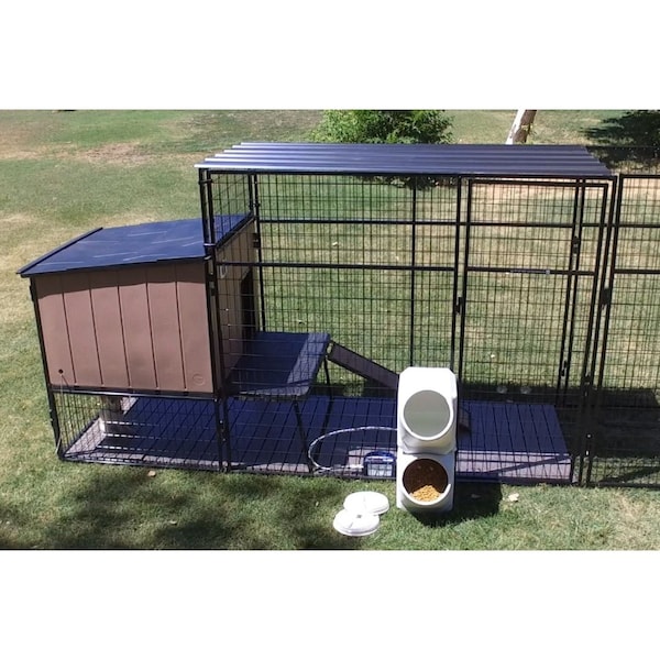 K9 Kennel Store K9 Kennel Castle With 4ft X 16ft X 7ft Tall Run and Metal Cover Ultimate U7T4X16KC - main