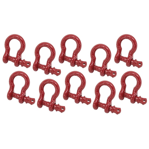 Mytee Products 5/16in 0.75 Tons Anchor Shackle Forged Carbon Steel & Alloy Screw Pin, 10PK SHACKLE-ANCHOR-SP-516x10 - main