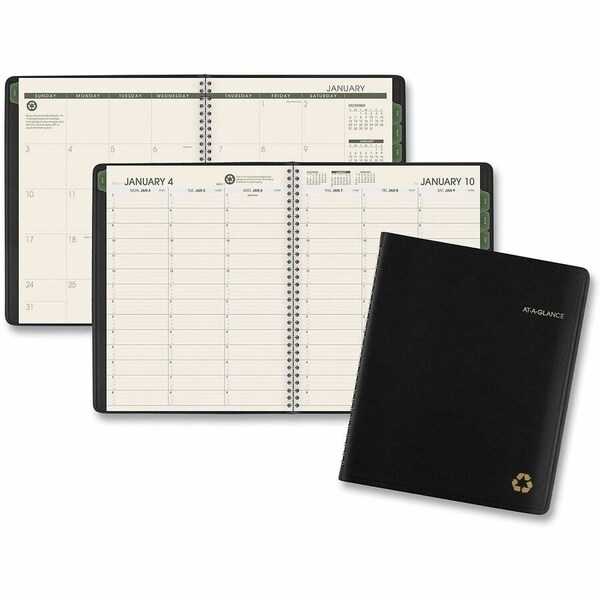 At-A-Glance Recycled Weekly/Monthly Classic Appointment Book, 8.75 x 7, Black, 2022 70951G05 - main
