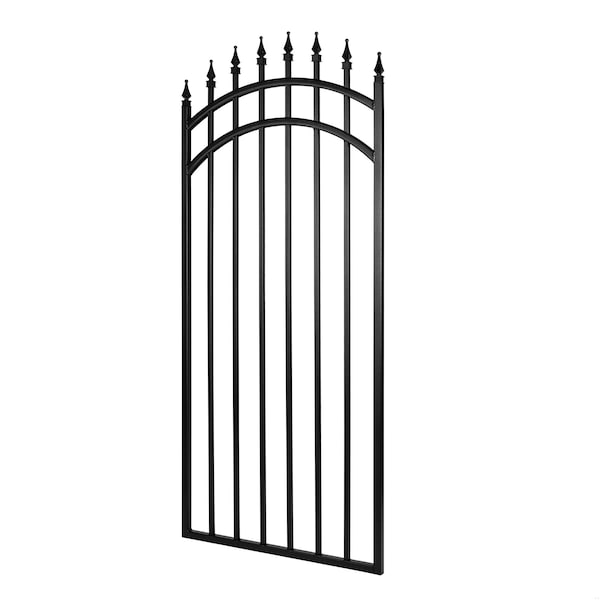 Nuvo Iron 33in Wx68in H Tiger Eye Gate Arched Rails, Self Close
