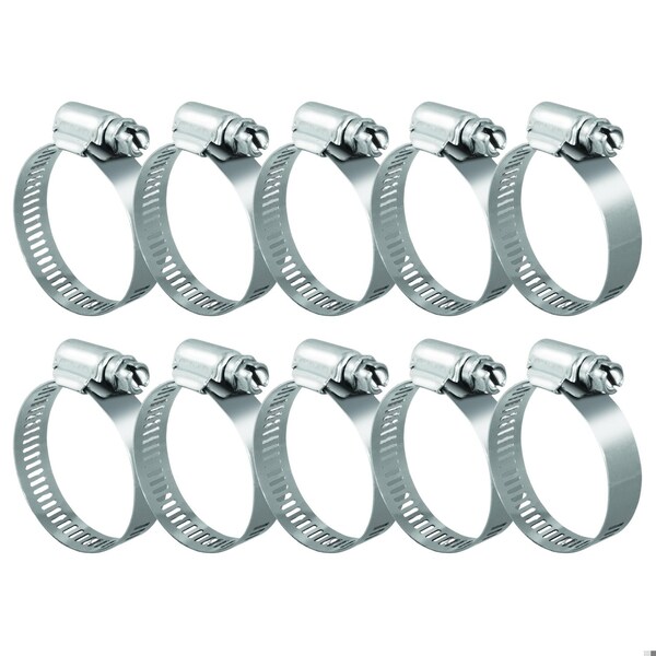 Grizzly Supply Hose Clamp, SAE 104, 304 Stainless Steel, Zinc Screw, 6-3/16 to 7 in Clamping Dia, 10PK #104P HC - main