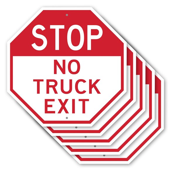 Signmission Stop No Truck Exit, 10 inch X 10 inch, Aluminum Metal Signs, 5PK OC-A-5Pack-10-324 - main