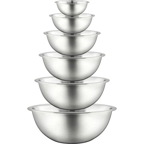 Nutrichef Kitchen Mixing Bowls - Food Mixing Bowl Set, Stainless Steel (6 Bowls) NCMB6PC - main