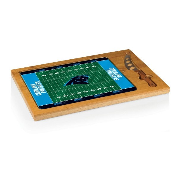 Picnic Time Family Of Brands NFL Carolina Panthers - Football Field - Icon Glass Top Cutting Board & Knife Set 910-00-505-054-2 - main