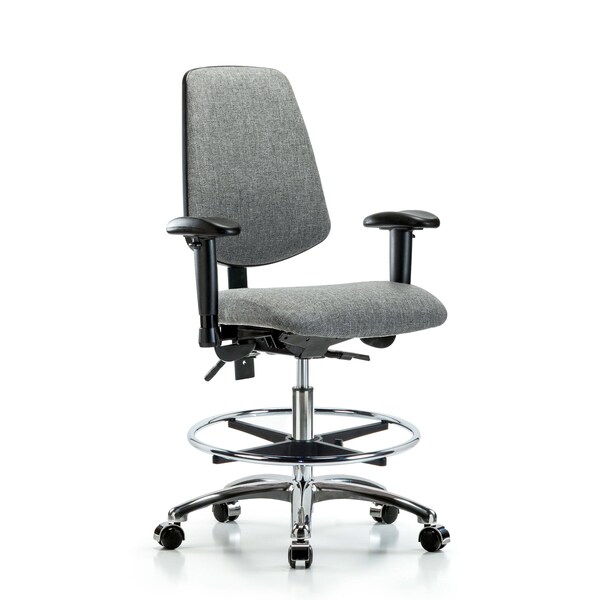 Blue Ridge Ergonomics Fab Med Bench Chair, Bk, CF, Cast, Gry, 6-Way Adjustable, 22" to 29" Height, Gray BR-FMBCH-MB-CR-T1-A1-CF-CC-F44 - main