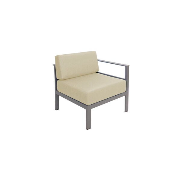 Bfm Seating Belmar Left Arm Sofa Section with Sunbrella cushions, Soft Gray Frame PH6101SG-L-57012 - main