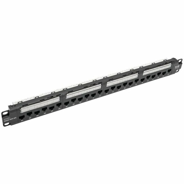 Eaton Tripp Lite Series 24-Port 1U Rack-Mount Cat6a 110 Patch Panel with Cable Management Bar, 110, RJ45 N252-024-6A - main