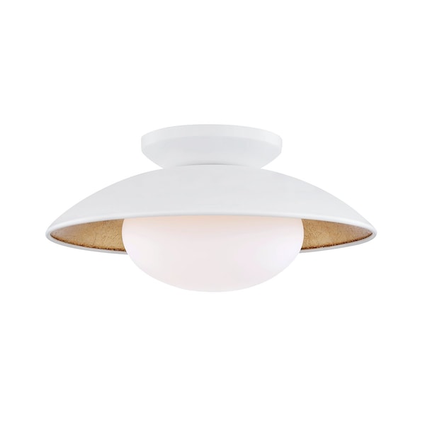 Mitzi Cadence 1 Light Semi Flush 9.5 In. White Lustro/Gold Leaf Combo H368601M-WH/GL - main
