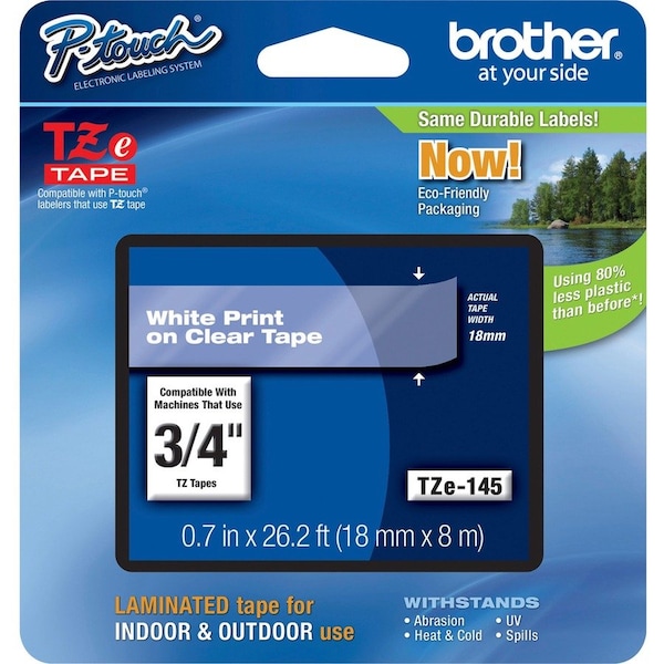 Brother Label/RibbonCartridge, Clear, Gloss, 3/4inW TZE145G - main