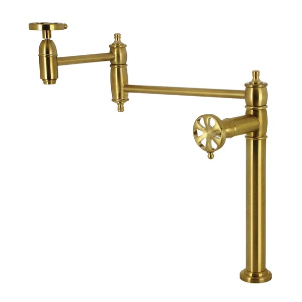 Kingston Brass Deck Mount Pot Filler Faucet, Brushed Brass KS3707RX - main