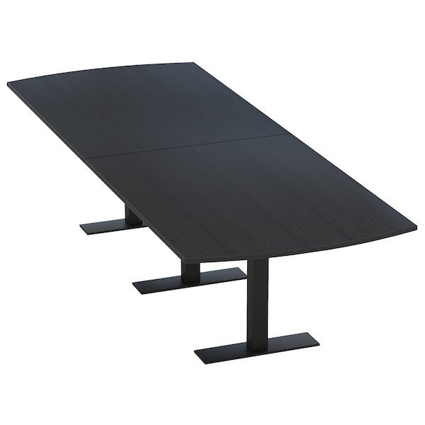 Skutchi Designs 12ft Conference Table W/ Power Unit | 12 Person Modular Arc Rectangle Meeting Table | Harmony Series HAR-AREC-48X144-T.BK-U999ST19-NA - main
