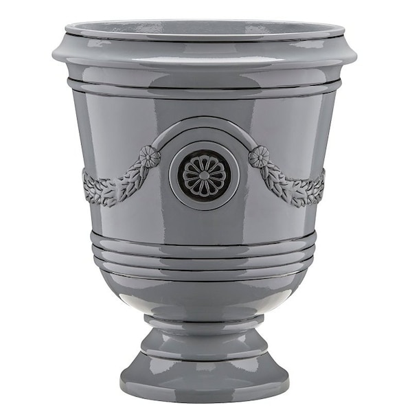 Southern Patio Porter Planter, 18 in H, 15-1/2 in W, 15-1/2 in D, Urn, Ceramic, Neutral Gray, Gloss CMX-091851 - main
