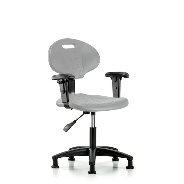 Blue Ridge Ergonomics Erie Polyurethane Chair - Desk Height with Adjustable Arms & Stationary Glides in Gray Polyurethane TPDHCH-RG-A1-RG-GRY - main