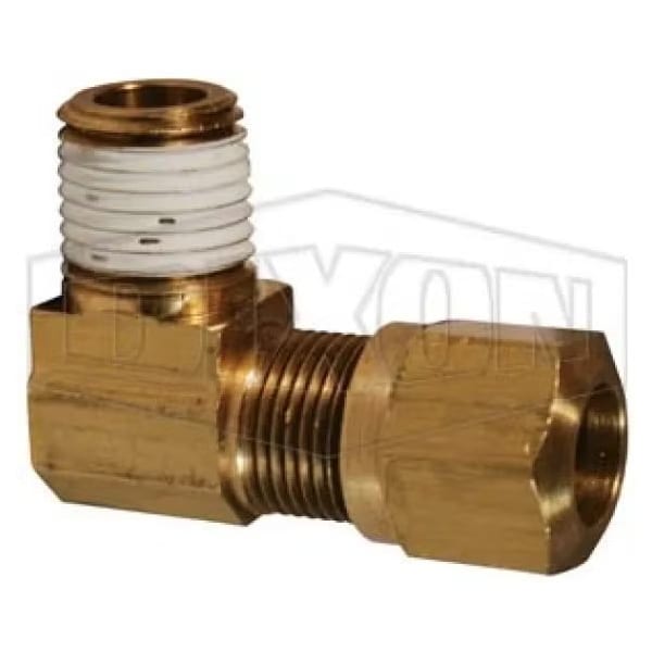 Dixon 90Deg Air Brake Elbow, 7/16-24 x 3/8 in Nominal, Straight Male x Pipe End Style, Brass, Domestic 69NAB46VS - main