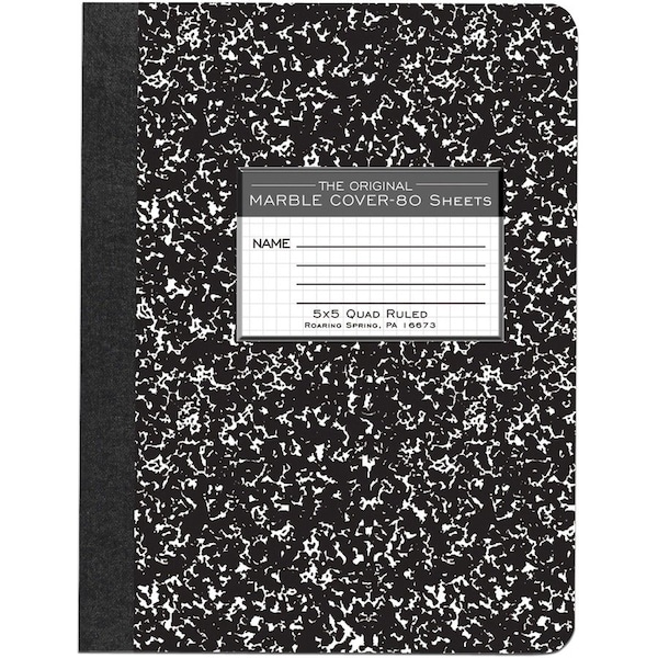Roaring Spring Graph Ruled Hard Cover Composition Book, 975 x 75 80 Sheets, Black Marble Cover, Black Marble ROA77227 - main