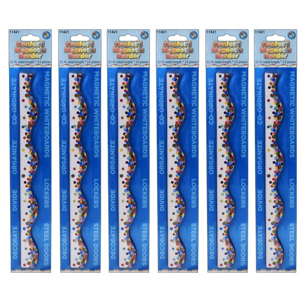 Ashley Productions Magnetic Scallop Border, Confetti, 12 Feet Per Pack, 6PK 11421 - main