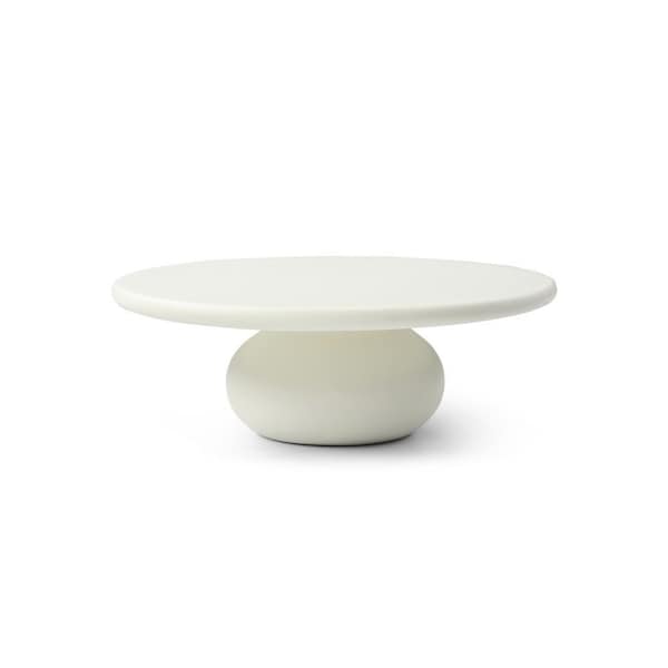 Homeroots 41" Beige Glass Round Pedestal Coffee Table 714515 - main