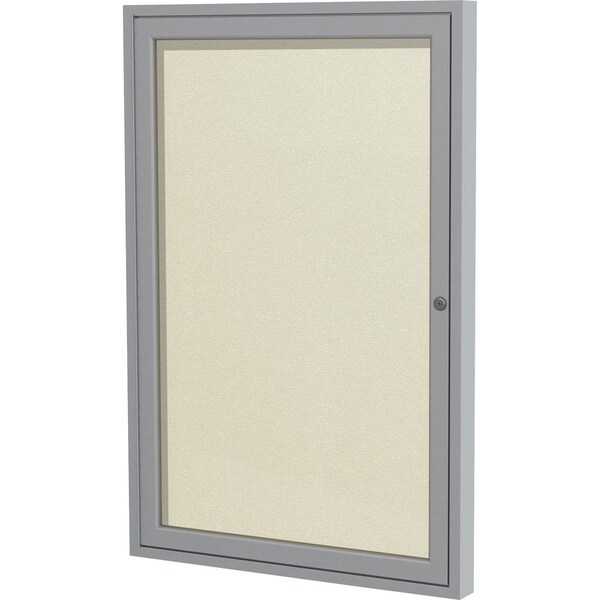 Ghent Enclosed Bulletin Board, 1 Door, Vinyl, 2 ft H x 18 in W, Ivory PA12418VX-185 - main