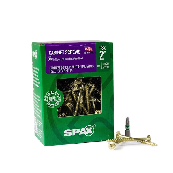Spax #8 x 2 in Interior Cabinet Wood Screws Construction Wafer Head T-Star Plus, 140PK 4281020400504 - main