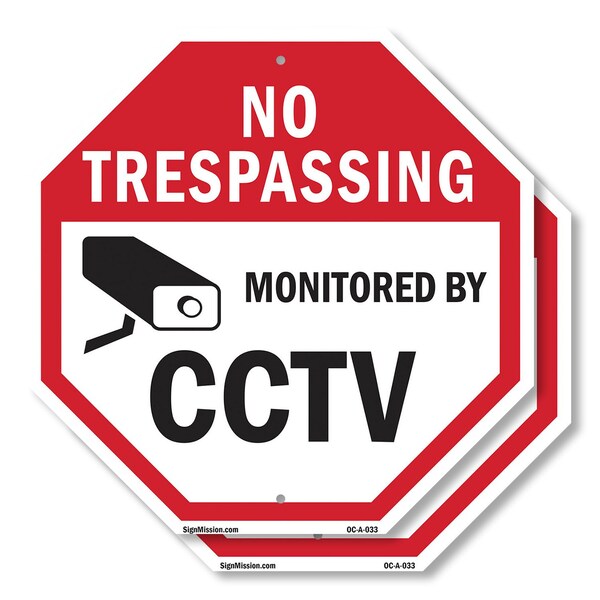 Signmission No Trespassing Monitored By CCTV, 6 inch X 6 inch, Plastic Sign, 2PK OC-P-2PACK-6-33 - main