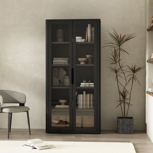 Manhattan Comfort Rivington 38in Bookcase Cabinet in Black BC005-BK - main
