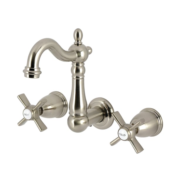 Kingston Brass Double-Handle Wall Mount Bathroom Faucet, Brushed Nickel KS1228ZX - main