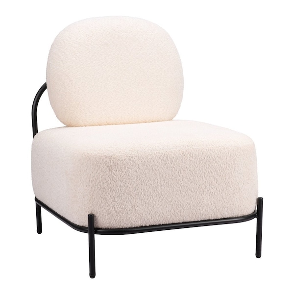 Homeroots 27" White And Black Sherpa And Upholstered Side Chair 572293 - main