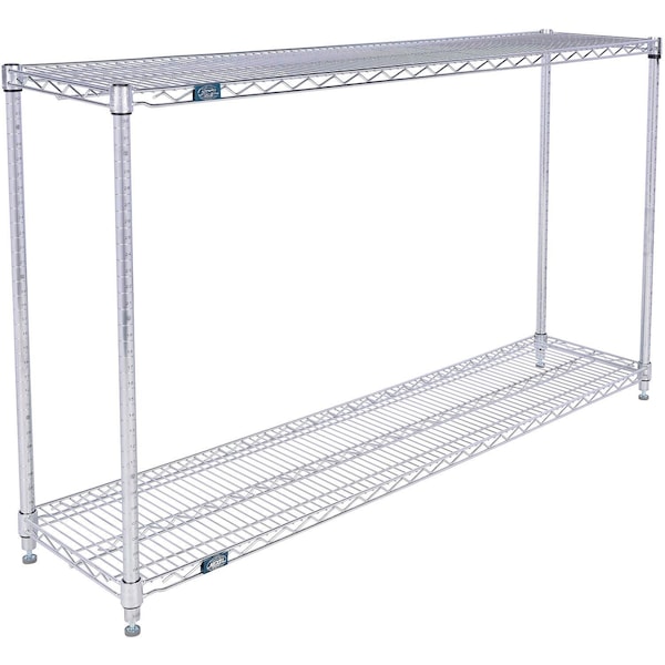 Global Industrial Nexel 2 Shelf, Stainless Steel Wire Shelving Unit, Starter, 60"W x 14"D x 34"H B3149586 - main