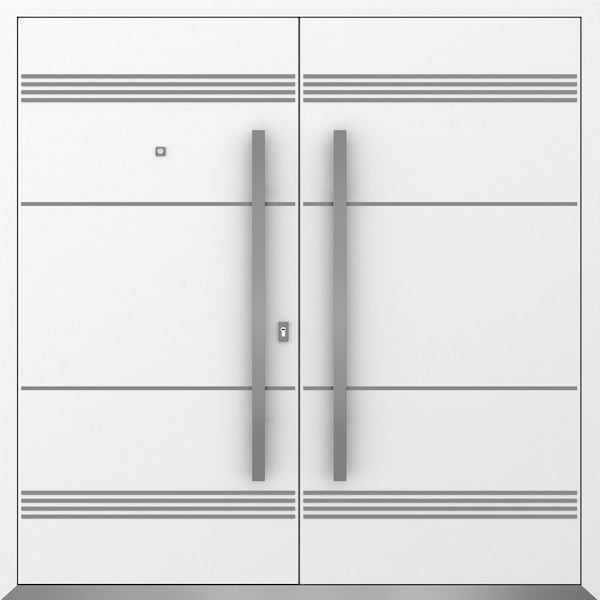 Vdomdoors Metal Double Doors Deux 1705 White Enamel Entry Modern Painted (W72xH96) Left hand Inswing DEUX1705DEXD-BEM-W72xH96-LH-I - main
