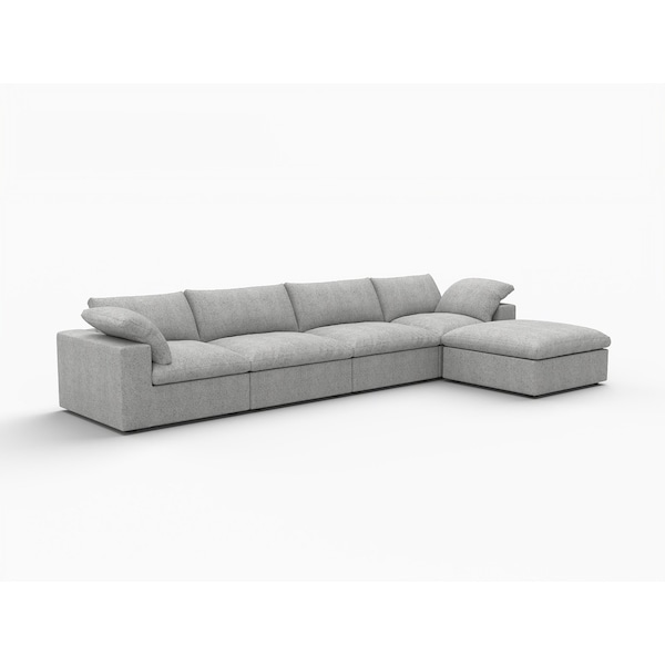 Homeroots 160" Light Gray Linen Blend Modular Sofa With Ottoman And Storage 714557 - main