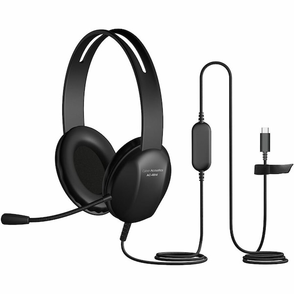 Cyber Acoustics USB C Headset w Braided Cord AC-4014 - main