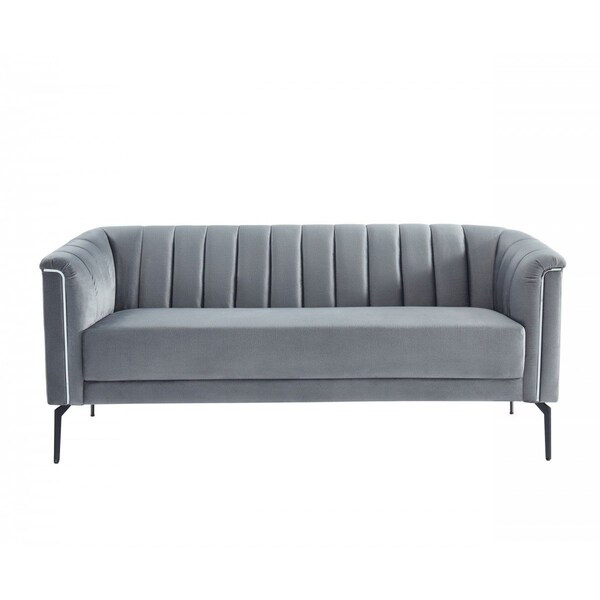 Homeroots 76" Gray Sofa With Silver Legs 480906 - main