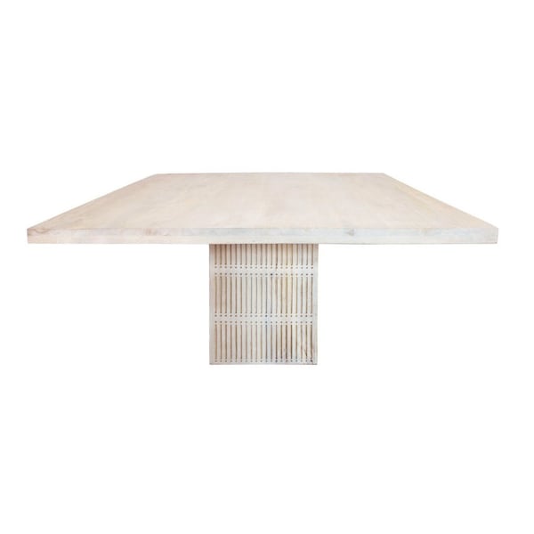 Homeroots 60" Ivory Square Solid Wood Pedestal Base Dining Table 488695 - main
