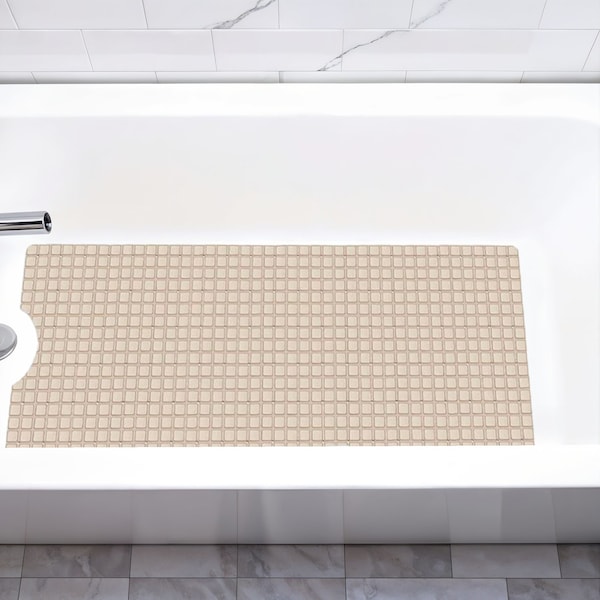 Homeroots 40" Beige Geometric Tiles Non Slip Bathtub Mat 571516 - main