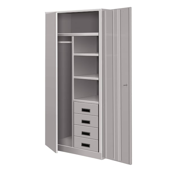 Pucel Wardrobe Locker with 4 Drawers, 60 in W x 78 in H x 24 in D, Light Blue WSC-6072-24-4DL - main