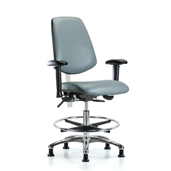Blue Ridge Ergonomics Vinyl Clean Room Chair, Adjustable Arms BR-NCR-VMBCH-MB-CR-T0-A1-CF-RG-8822 - main