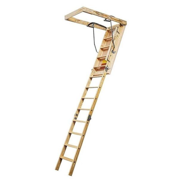 American Stairways Husky 655 Series Disappearing Stairway, 8 ft 9 in H Ceiling, 11Step, 300 lb, 1 ft W Step 6255489 - main