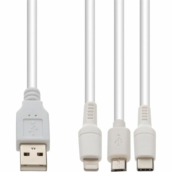 Add-On AddOn 1m USB-A 2.0 to Lightning, USB-C 3.1, Micro-USB 2.0 (B) Male to Male White Cable USB2LGTCM1MW - main