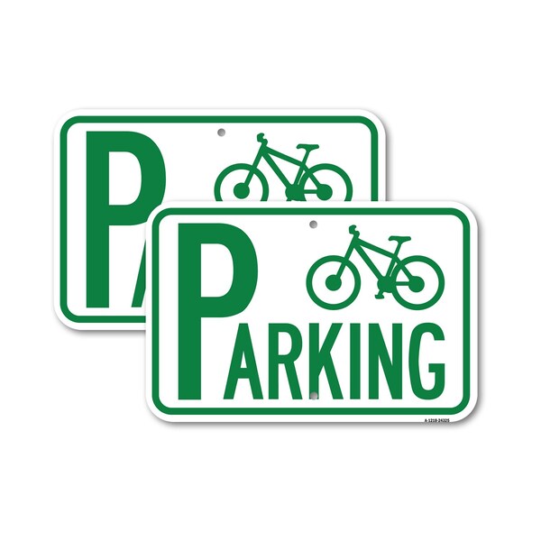 Signmission Bicycle Parking With Graphic, 12'' X 18'' 2 Signs, Heavy Gauge Aluminum, 2PK A-1218-2PACK-24325 - main